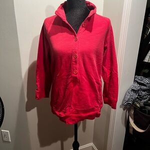 J. Crew Red Button-Up Hoodie